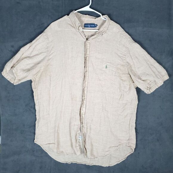 Ralph Lauren Other - Ralph Lauren Short Sleeve Plaid Men's Size 2XLT Light Brown Button Up Shirt
